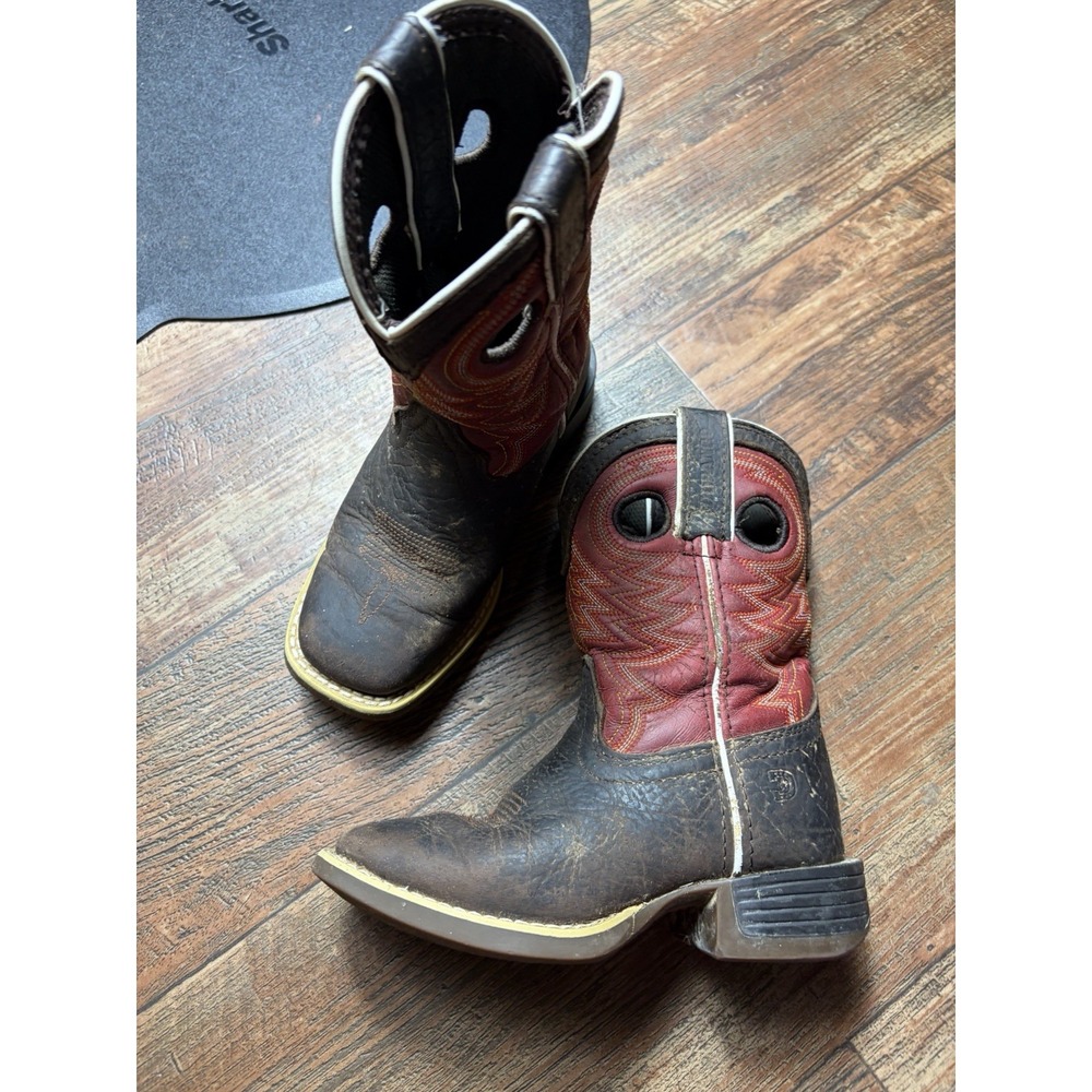 Durango Boys Lil Rodeo Brown Leather Mid-Calf Cowboy Western Boots Size 10M